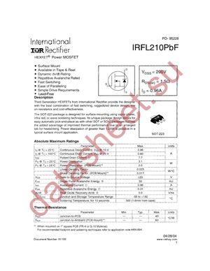 IRFL210PBF datasheet  